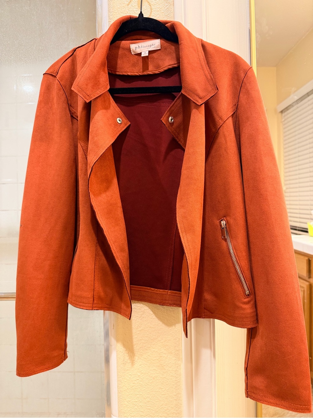 Philosophy Burnt Orange Suede Moto Jacket